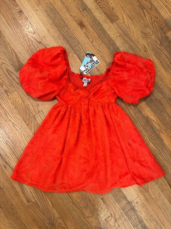 Future Collective Dresses & Skirts - Future Collective Orange Puff Sleeve Mini Dress Top